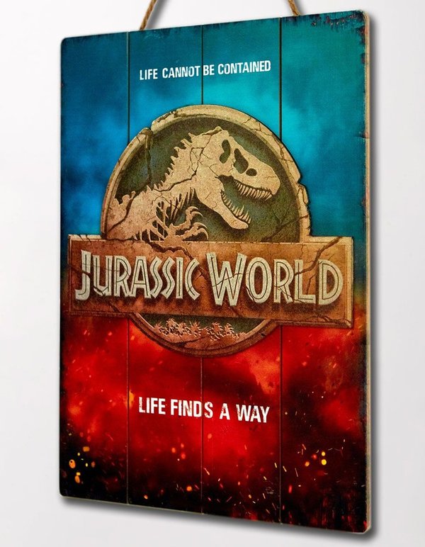 Jurassic World WoodArts 3D Holzdruck Logo 30 x 40 cm