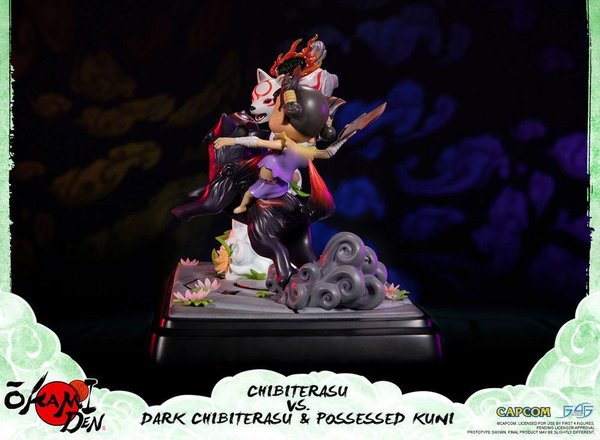 Okamiden Statue Chibiterasu vs. Dark Chibiterasu & Possessed Kuni 33 cm