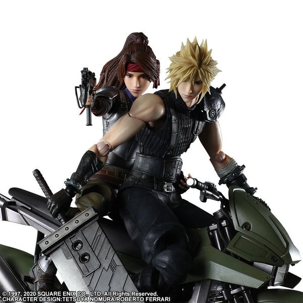 Final Fantasy VII Remake Play Arts Kai Actionfiguren & Fahrzeug Jessie, Cloud & Bike
