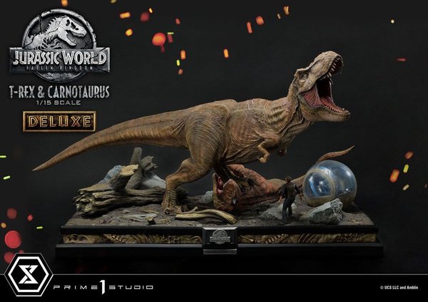 Jurassic World Fallen Kingdom Statue 1/15 T-Rex & Carnotaurus Deluxe Version 90 cm