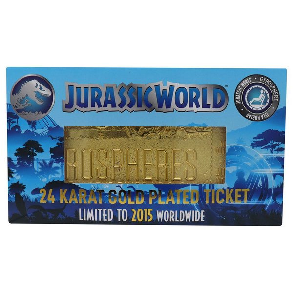 Jurassic World Replik Gyrosphere Collectible Ticket (vergoldet)
