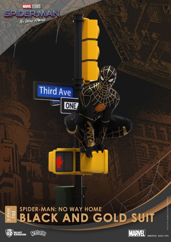 Spider-Man No Way Home D-Stage PVC Diorama Spider-Man Black and Gold Suit 25 cm