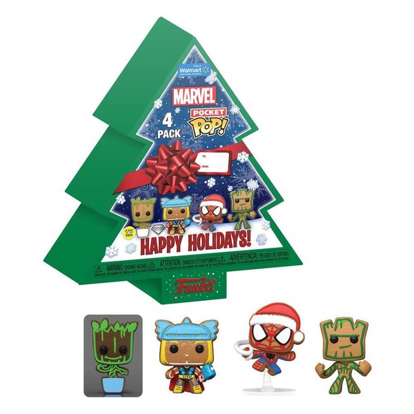 Marvel Holiday 2022 Pocket POP! Vinyl Schlüsselanhänger 4er-Pack Tree Holiday Box 4 cm