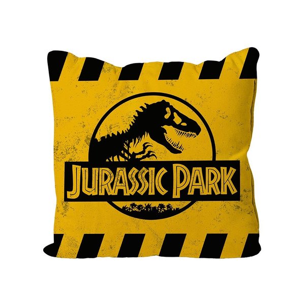 Jurassic Park Kissen Caution Yellow Logo 40 x 40 cm