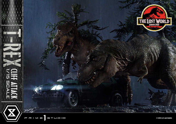 Jurassic World The Lost World Statue 1/15 T-Rex Cliff Attack Bonus Version 53 cm