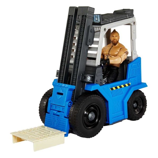 WWE Wrekkin' Fahrzeug Slam 'N Stack Gabelstabler mit Brock Lesnar Actionfigur 15 cm